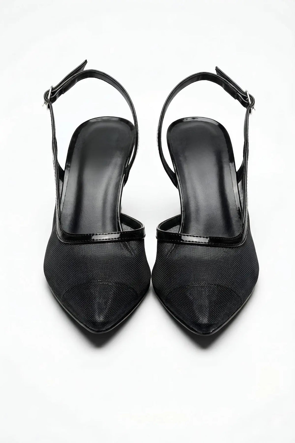 Siyah Arkası Açık Fileli Topuklu Ayakkabı 8 cm - ASSORTIE SHOES