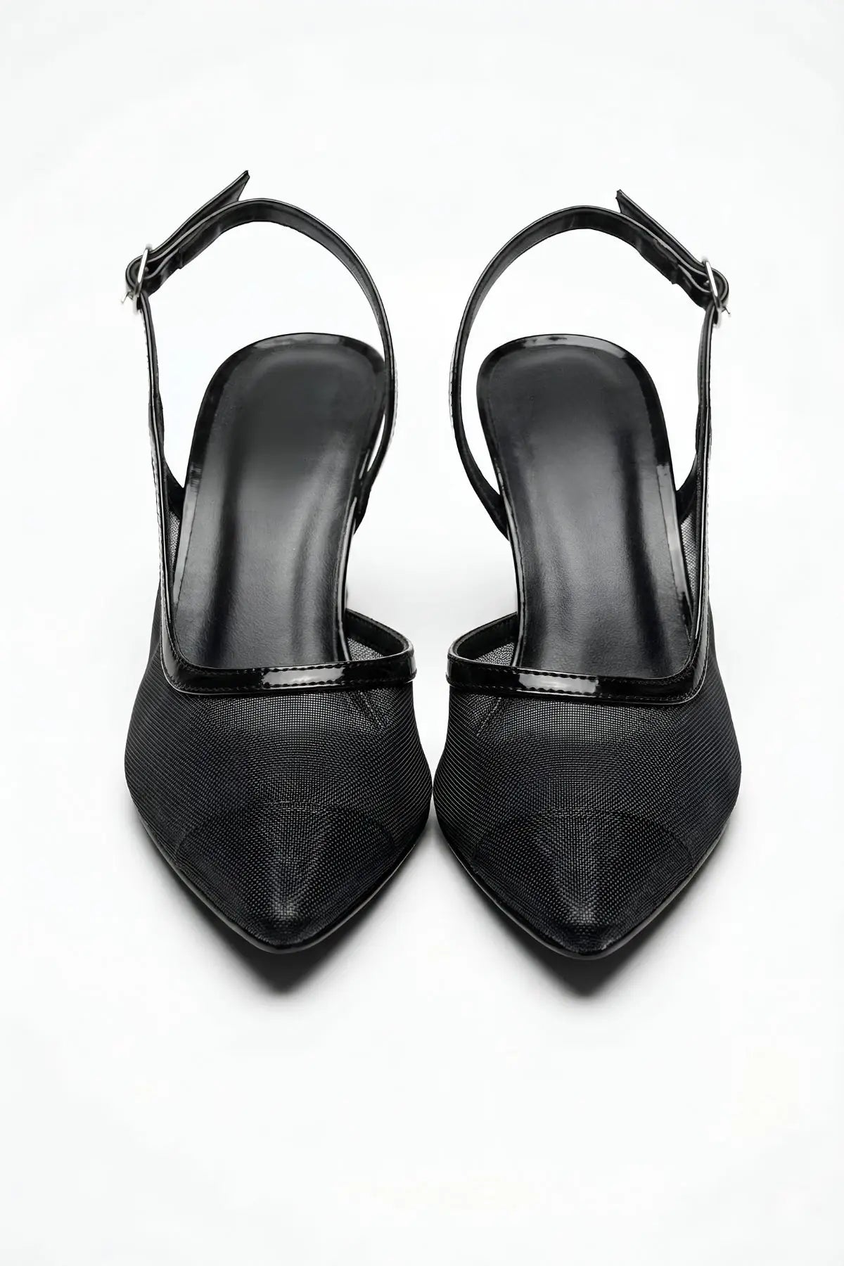 Siyah Arkası Açık Fileli Topuklu Ayakkabı 8 cm - ASSORTIE SHOES